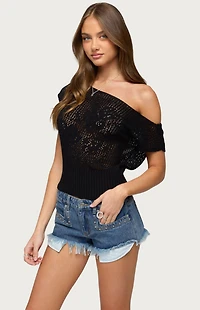 Edikted Cyra Floral Off The Shoulder Knit Top