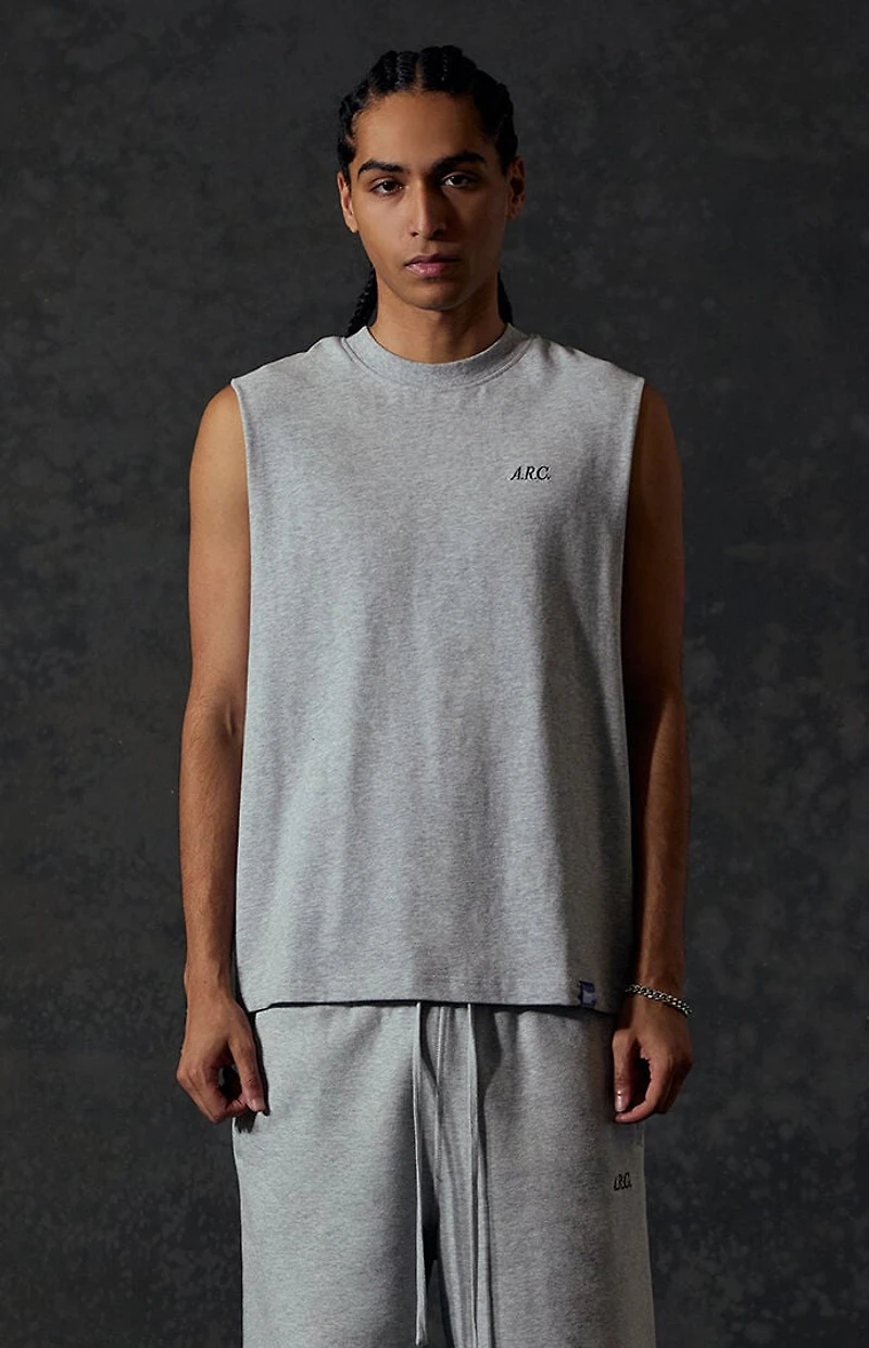 A.R.C. Heather Grey Standard Cut Off Muscle T-Shirt