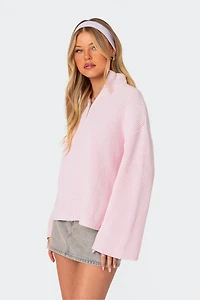 Edikted Amour High Neck Oversized Zip Sweater