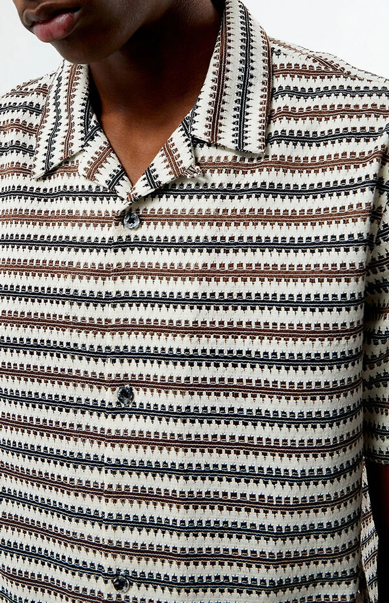 Pacsun Textured Striped Oversized Resort Camp Shirt