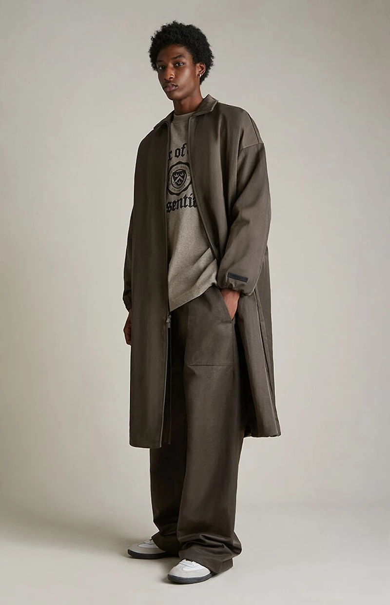 Fear of God ESSENTIALS Brown Textured Nylon Trench Coat