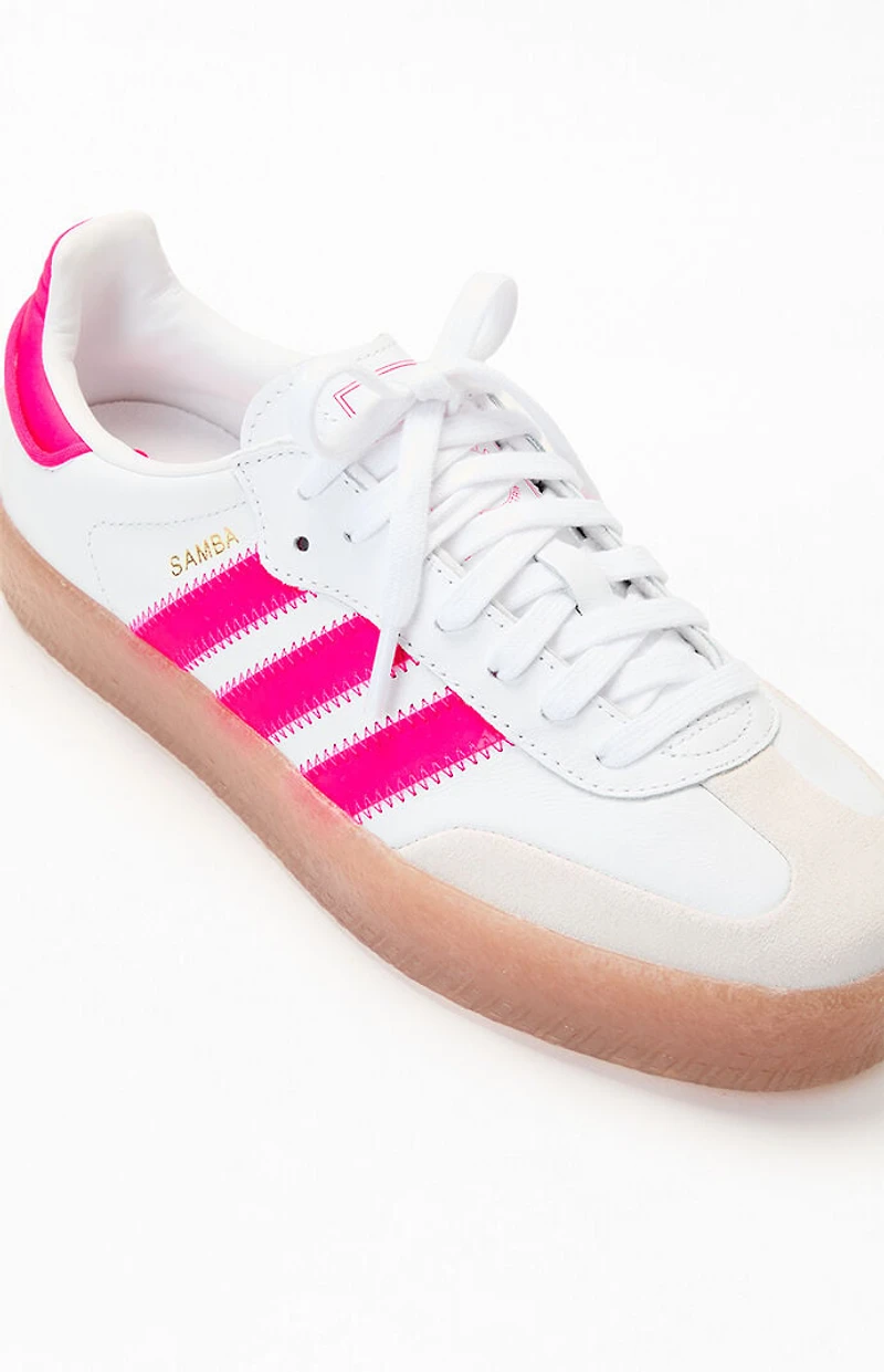 adidas Kids White & Pink Samba Shoes