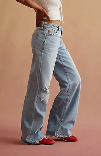 RARE DNM EDIT Light Blue Ripped Low Rise Baggy Jeans