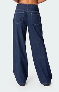 Edikted Pinstripe Low Rise Jeans