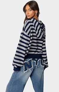 Edikted Striped Hooded Knit Sweater