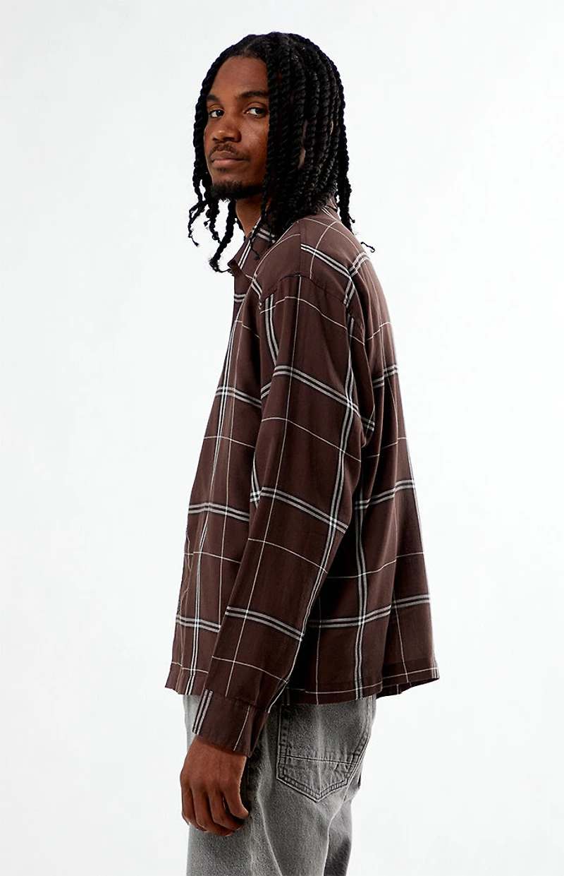 Pacsun Brown Long Sleeve Classic Flannel Shirt