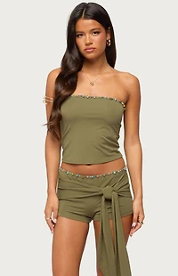 Edikted Monroah Bead Strapless Top