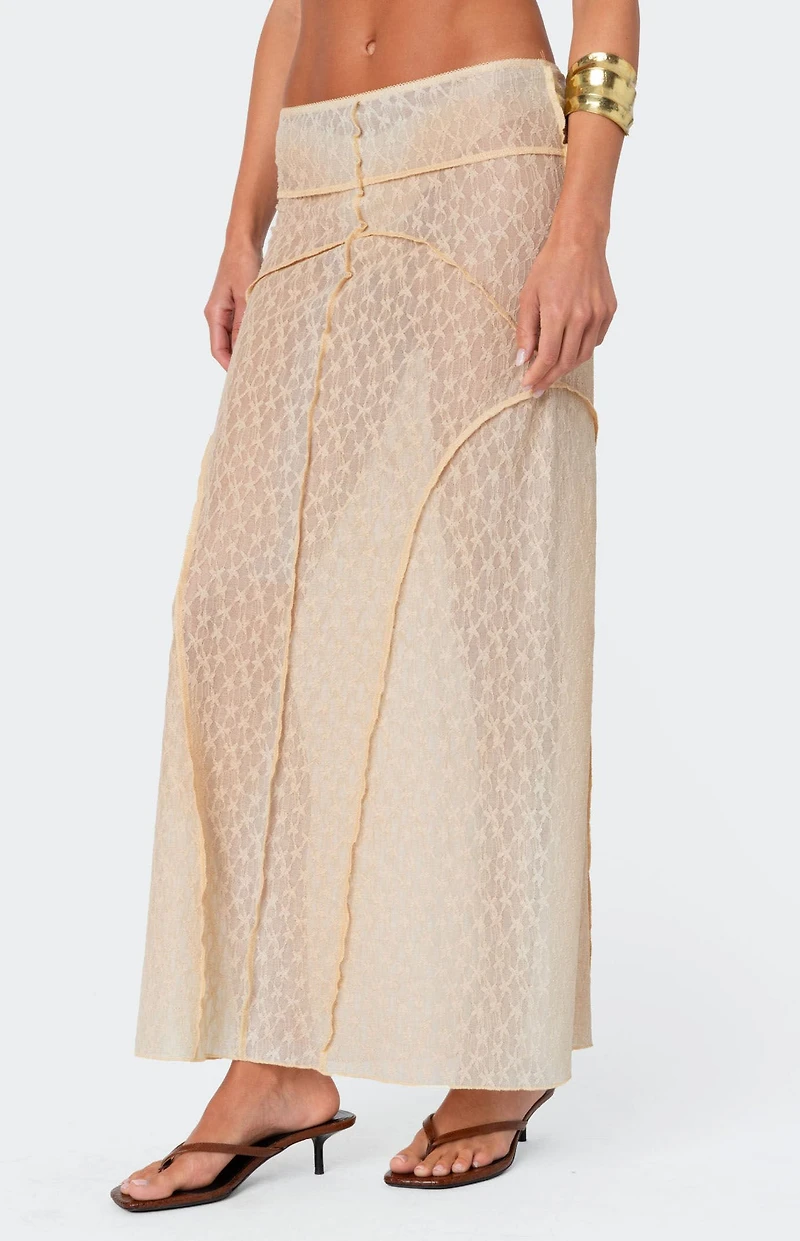 Edikted Inside Out Sheer Lace Maxi Skirt