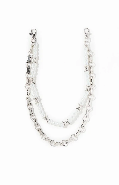 Pacsun Barbed Pearl Double Wallet Chain