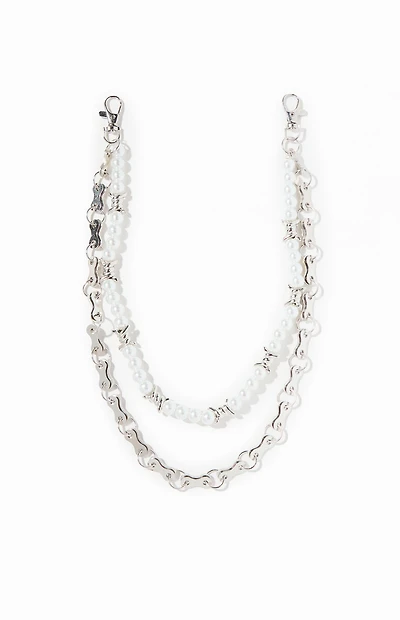 Pacsun Barbed Pearl Double Wallet Chain
