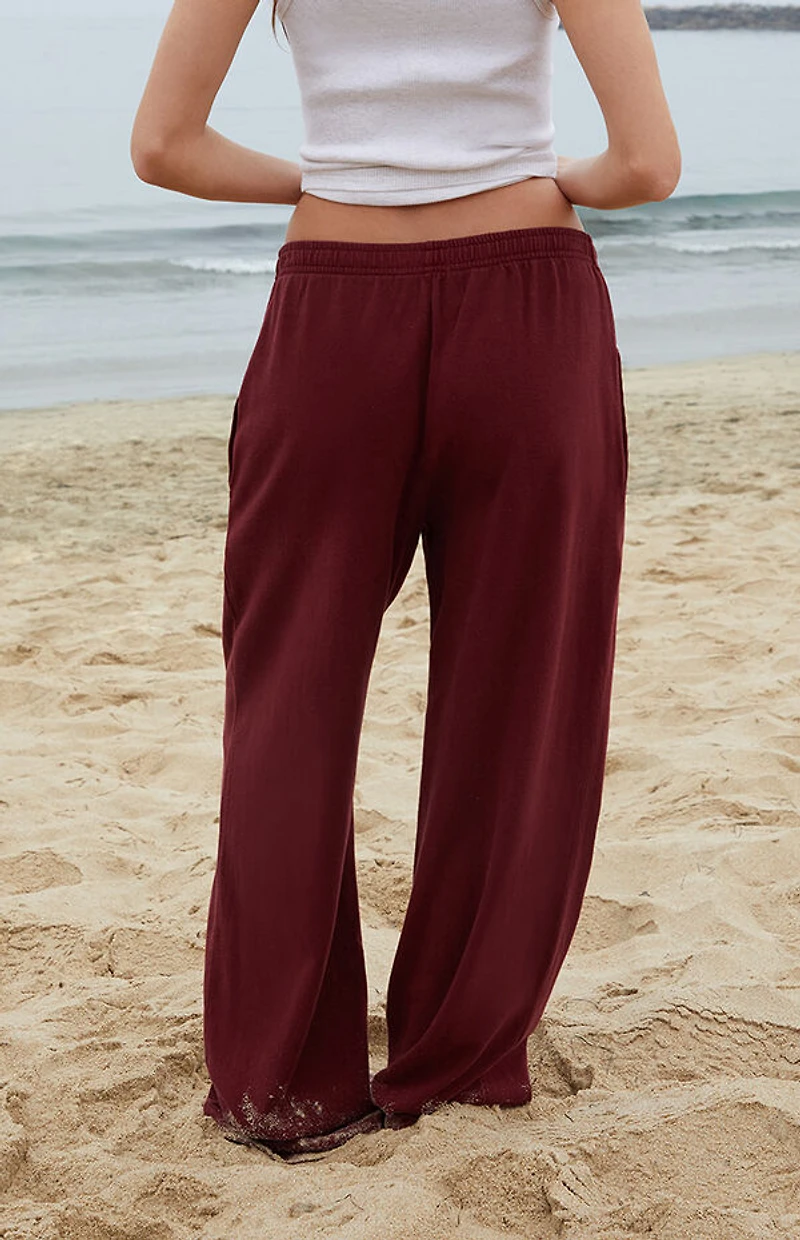 John Galt Burgundy Anastasia Tie Baggy Sweatpants