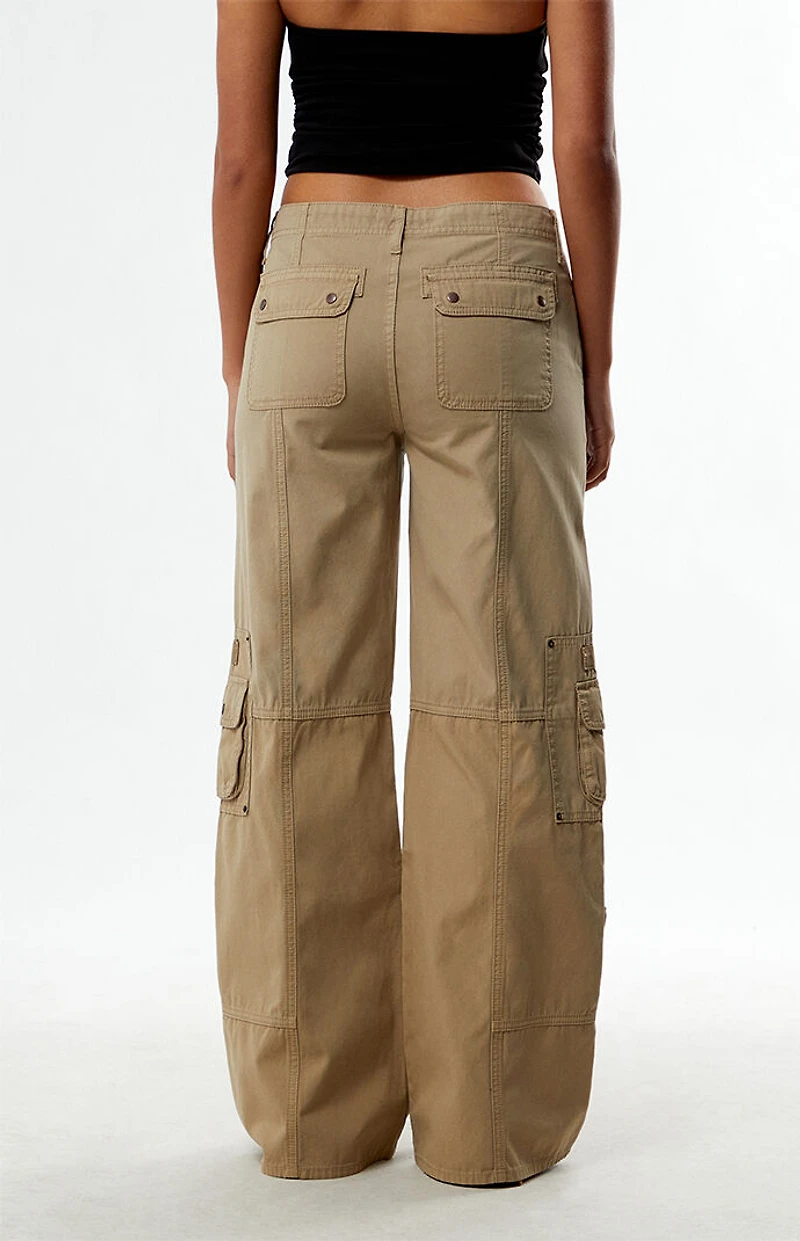 Pacsun Weathered Low Rise Baggy Flare Cargo Pants