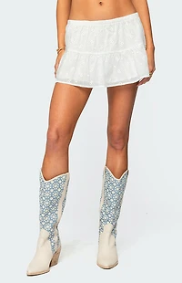 Edikted Dora Eyelet Flared Mini Skirt