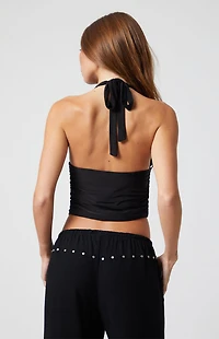 Third Charm Serena Deep V Halter Top