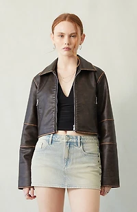 Pacsun Lara Light Indigo Tinted Low Rise Denim Mini Skirt