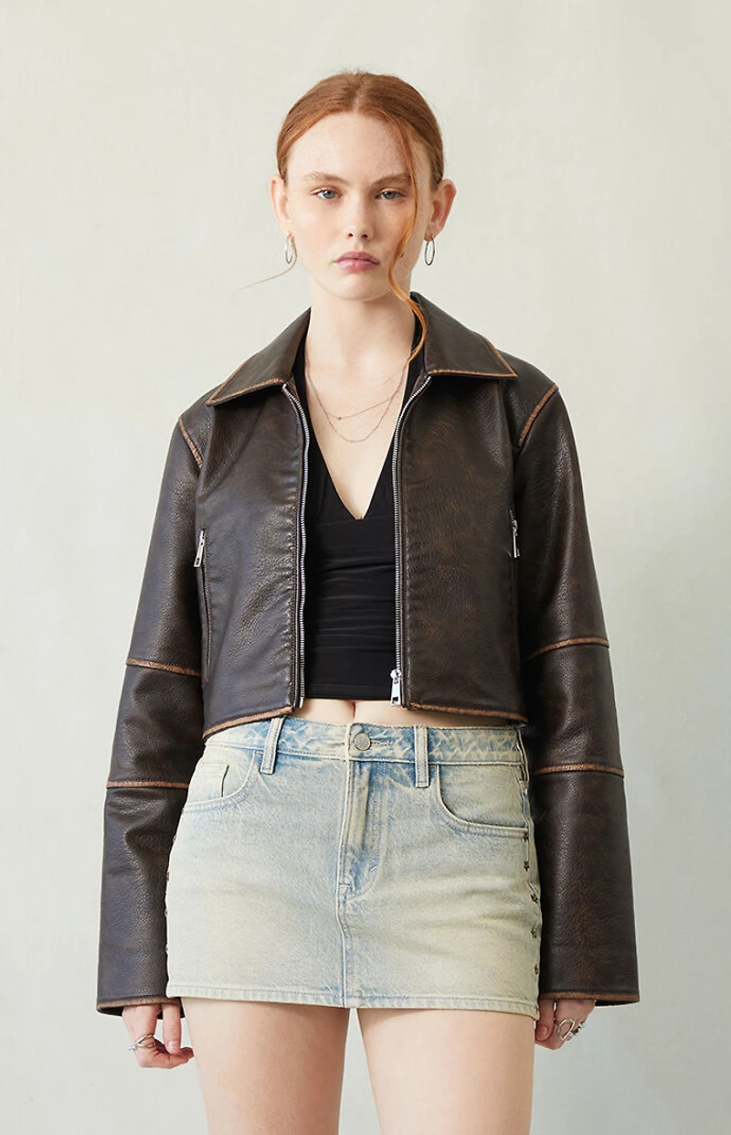 Pacsun Lara Light Indigo Tinted Low Rise Denim Mini Skirt