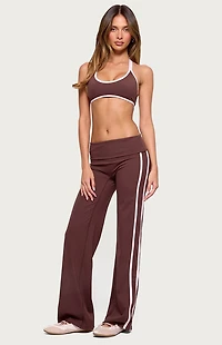 Edikted Anica Stripey Mid Rise Fold Over Pants