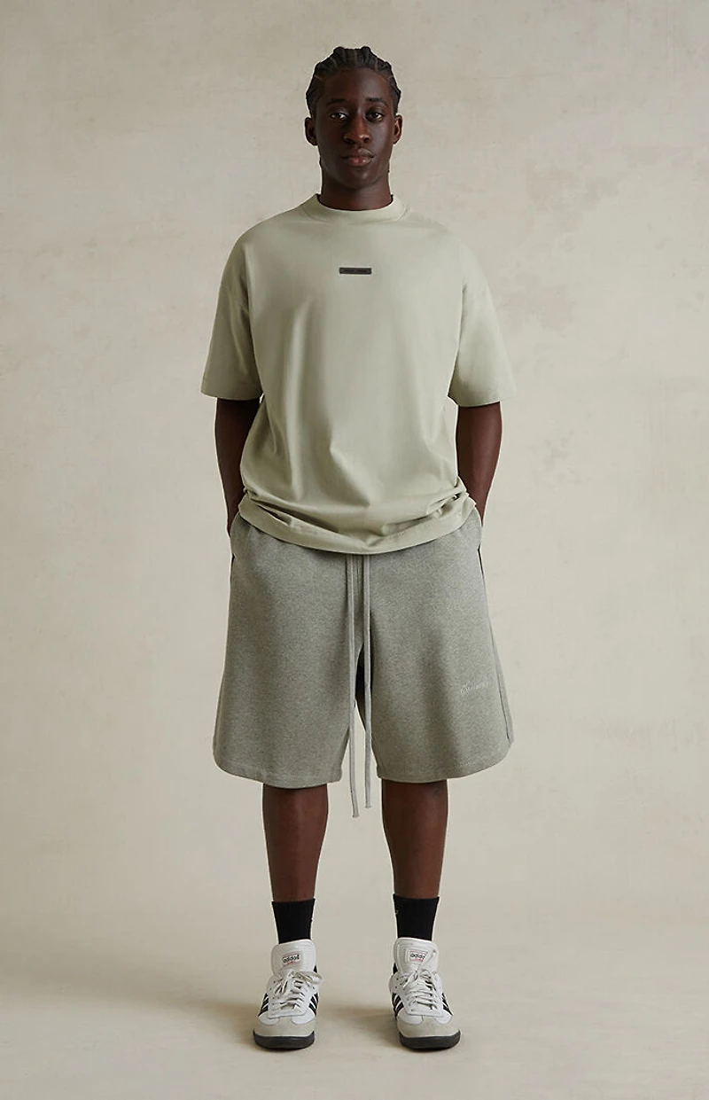 Fear of God ESSENTIALS Concrete Heather & Black Basketball Fleece Sweat Short