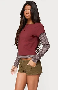 Edikted Layered Stripey Long Sleeve T-Shirt