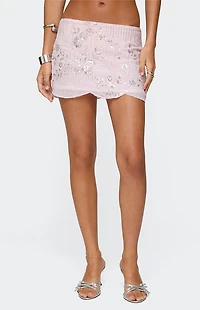 Edikted Nelley Beaded Sequin Chiffon Mini Skirt