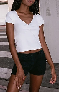 John Galt White Gina Cinched Top