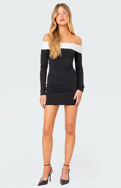 Edikted Yolanda Contrast Fold Over Mini Dress