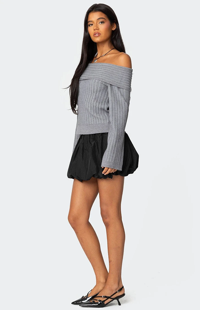 Edikted Brandy Fold Over Ribbed Sweater