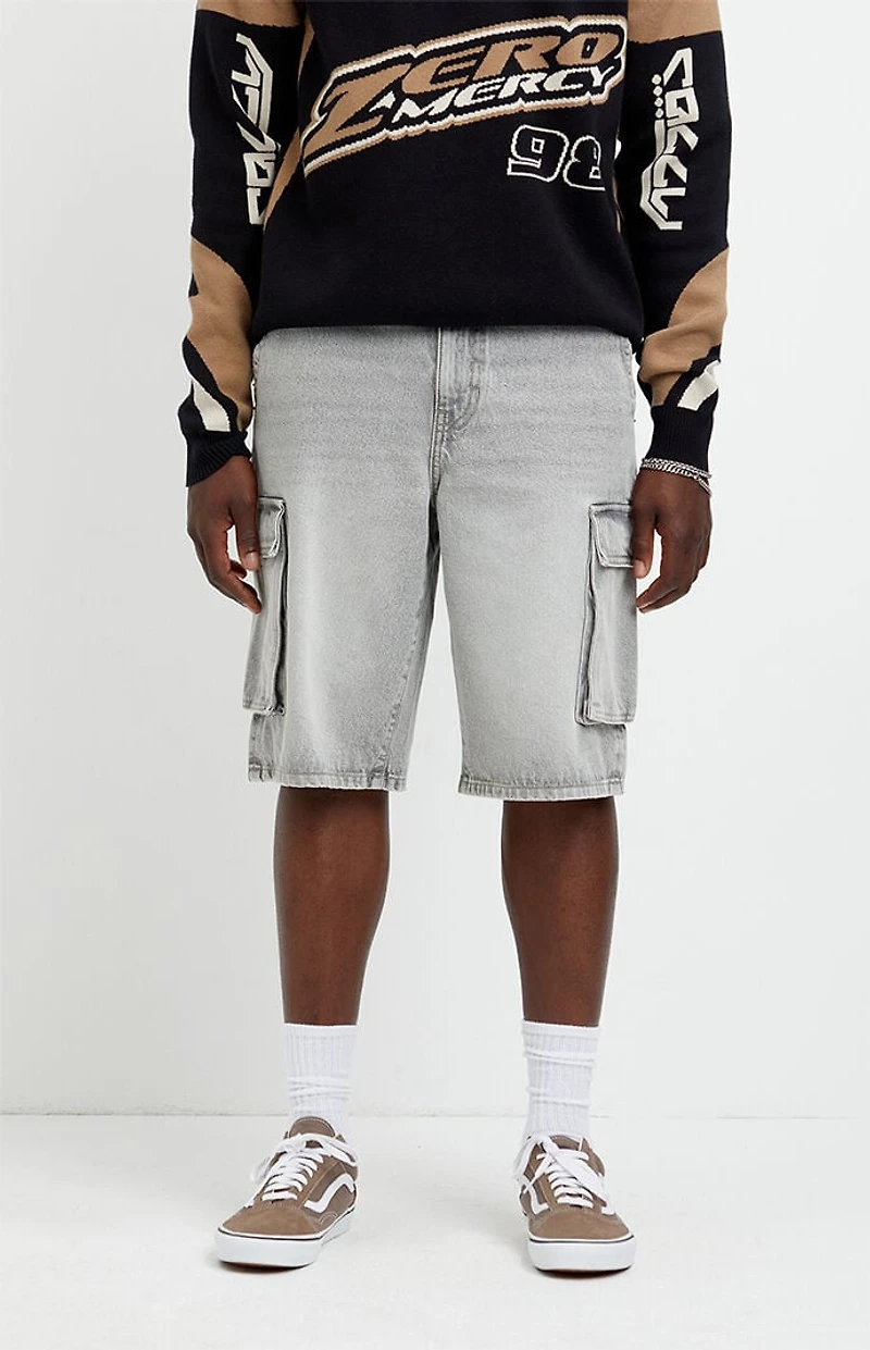 Pacsun Austin Extreme Baggy Jean Shorts Cargo Gray