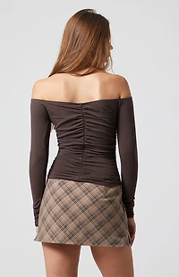 Beverly and Beck Ember Off-The-Shoulder Long Sleeve Cinched Top