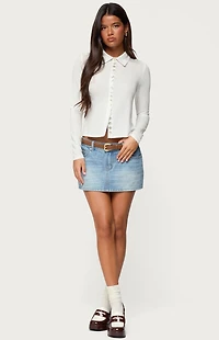 Edikted Pennie Iridescent Button Up Shirt