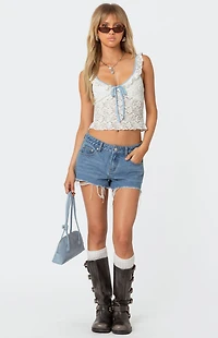 Edikted Contrast Sheer Lace Top