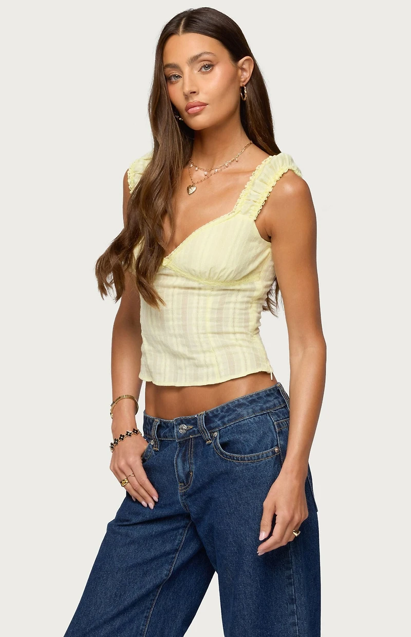 Edikted Katerine Striped Embroidered Top