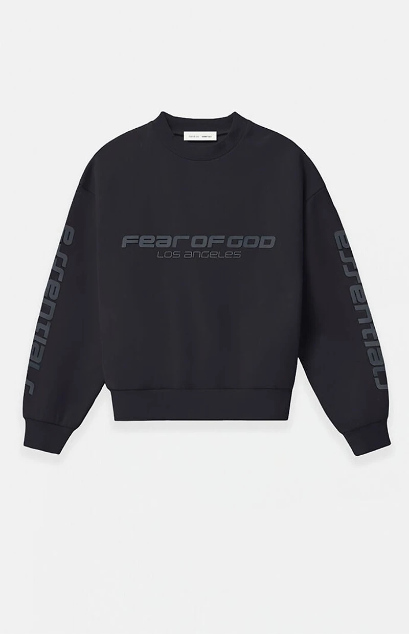 Fear of God ESSENTIALS Vintage Black Crew Neck Cropped Relaxed Sweatshirt