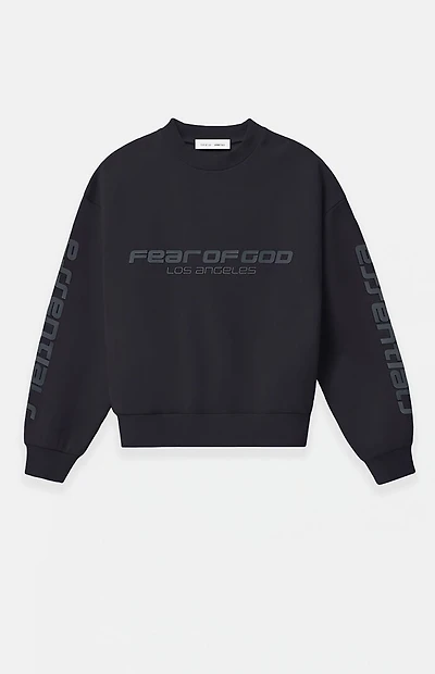 Fear of God ESSENTIALS Vintage Black Crew Neck Cropped Relaxed Sweatshirt