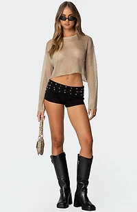 Edikted Studded Foldover Micro Shorts