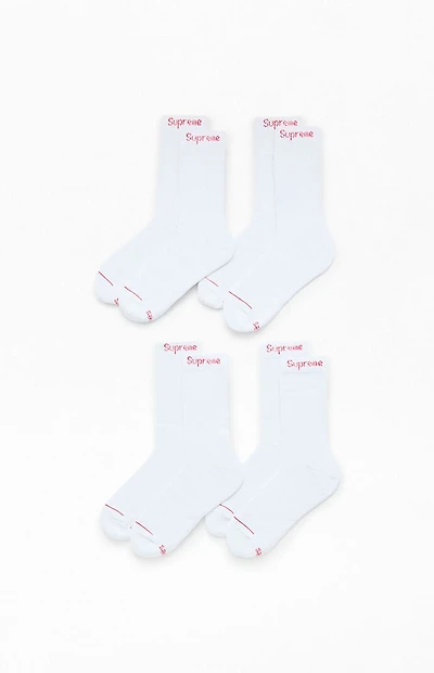 Supreme x Hanes 4 Pack White Crew Socks