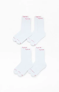Supreme x Hanes 4 Pack White Crew Socks