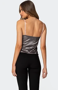Edikted Janie Layered Polka Dot Mesh Top