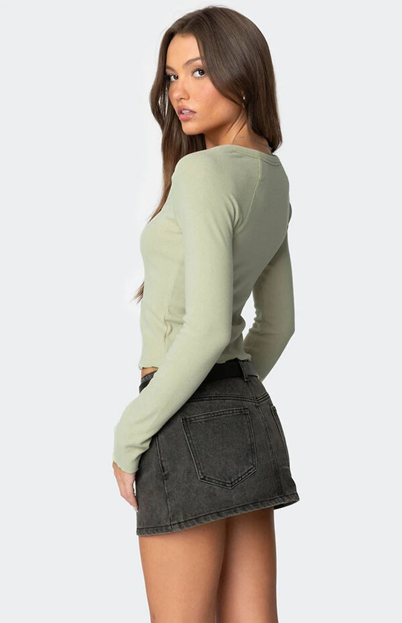 Edikted Jayde Ribbed Henley Top