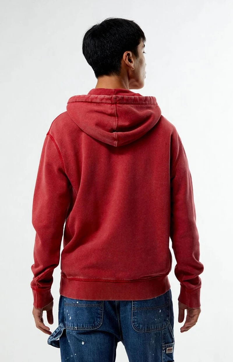 Guess Jeans Red Half Zip Logo Hoodie