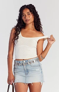 Pacsun Bella Light Indigo Ripped Mid Rise Denim Mini Skirt
