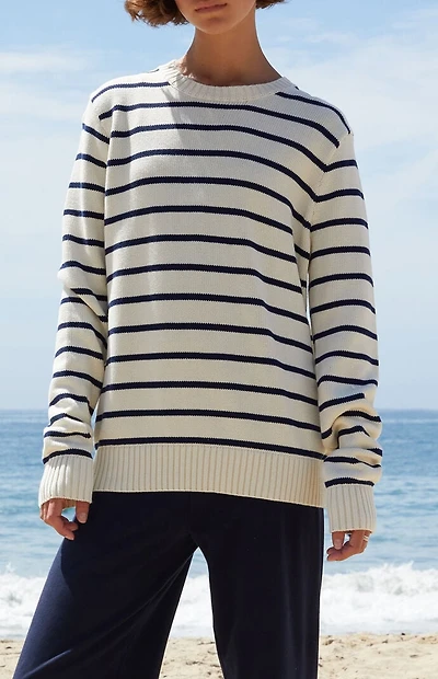 John Galt White & Blue Striped Sweater