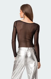 Edikted Sheer Mesh Bandeau Bodysuit