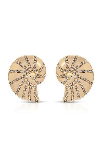 Ettika Crystal Studded Nautilus Shell Earrings