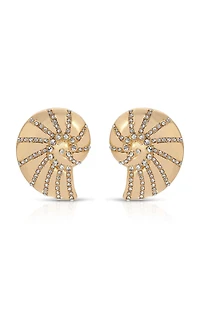 Ettika Crystal Studded Nautilus Shell Earrings