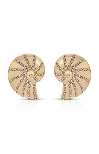Ettika Crystal Studded Nautilus Shell Earrings