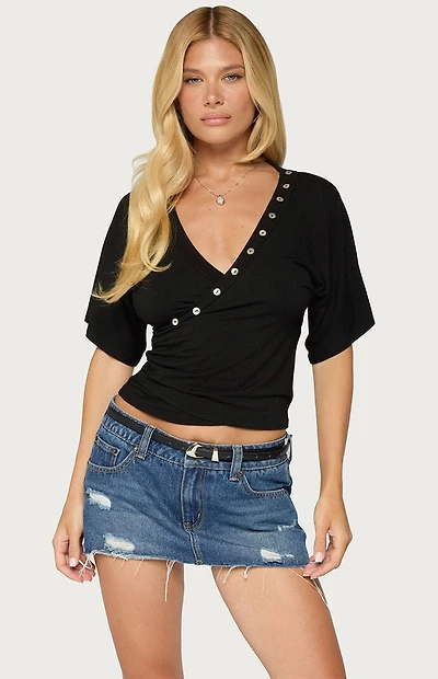 Edikted Sully Iridescent Wrap Top