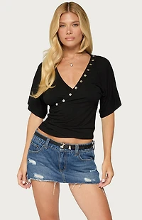 Edikted Sully Iridescent Wrap Top