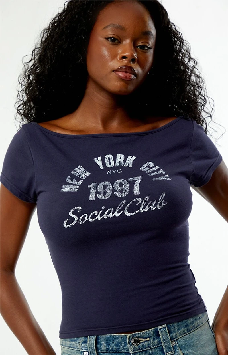 Your Favorite NYC Social Club Off-The-Shoulder T-Shirt
