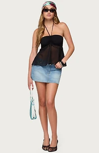 Edikted Sheer Chiffon Babydoll Halter Top